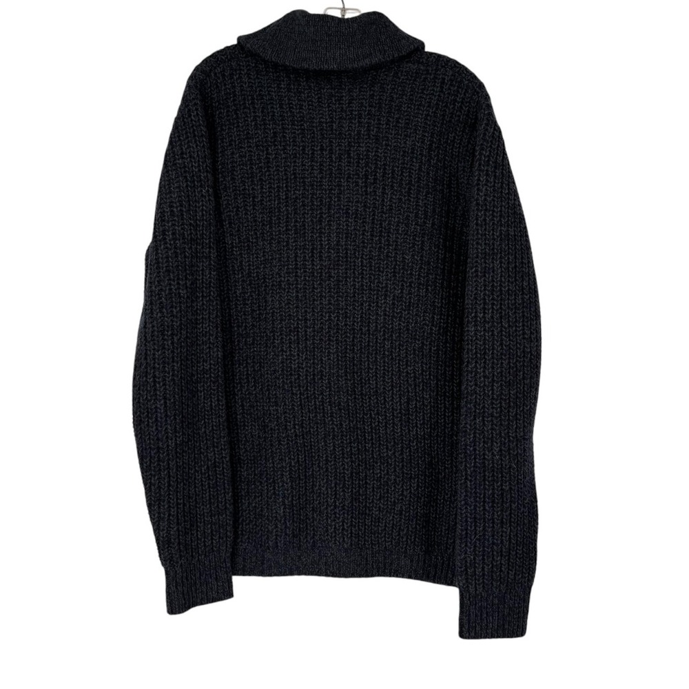LL Bean Cardigan Sweater Mens Large 100% Lambswool Grandpacore Ribbed Knit - Picture 3 of 10
